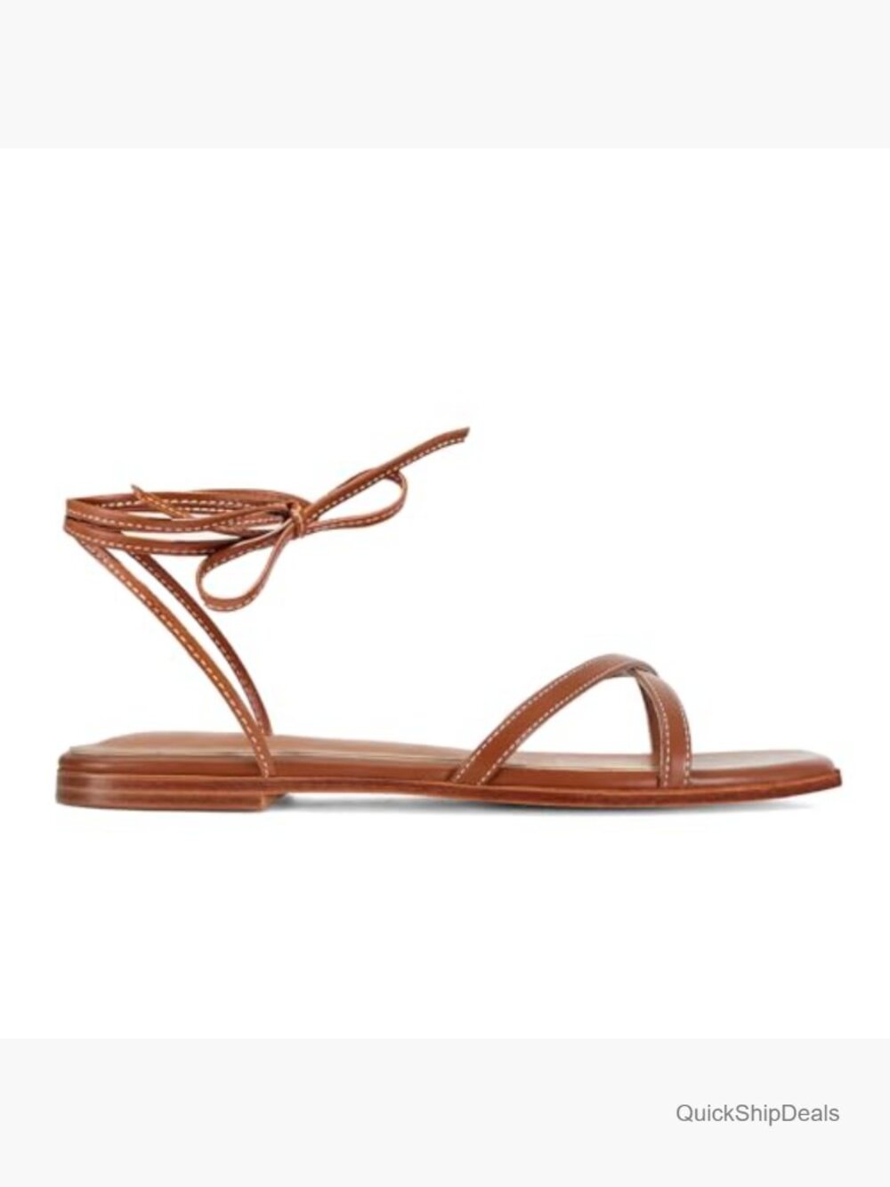Faux Leather Gladiator Sandals with Adjustable Lace-Up Ankle Straps - Picture 5 of 6